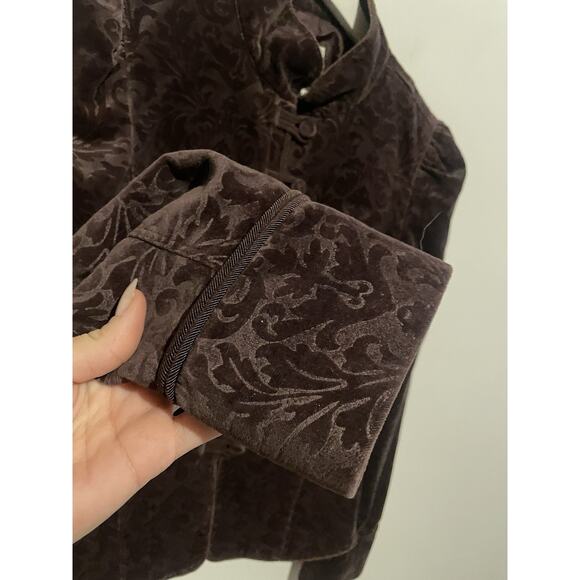 Ann Taylor Loft Petites 4 Burgundy Velvet Jacket Mandarin Collar Victorian - Picture 5 of 7
